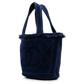 Chanel-Chanel Blue CC Terry Cotton Beach Tote-Blue,Dark blue