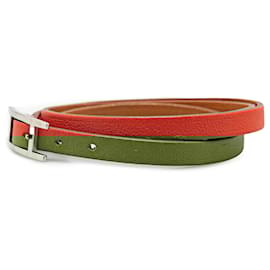 Hermès-Bracelet Hermès Orange Epsom Behapi Double Tour M-Argenté,Orange