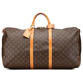 Louis Vuitton-Louis Vuitton Brown Monogram Keepall Bandouliere 60-Brown