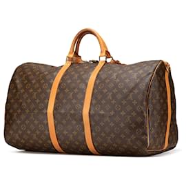 Louis Vuitton-Louis Vuitton Brown Monogram Keepall Bandouliere 60-Brown