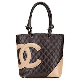 Chanel-Chanel Brown Medium Lambskin Cambon Ligne Tote-Brown,Beige,Dark brown