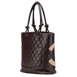 Chanel-Chanel Brown Medium Lambskin Cambon Ligne Tote-Brown,Beige,Dark brown