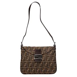 Fendi-Fendi Brown Zucca Canvas Shoulder Bag-Brown