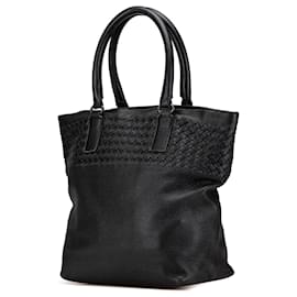 Bottega Veneta-Bottega Veneta Black Leather Intrecciato Tote-Black
