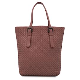 Bottega Veneta-Bottega Veneta Pink Leather Intrecciato Tote-Pink
