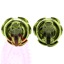 Chanel-Chanel Gold Gold Plated Triple CC Round Clip On Earrings-Golden