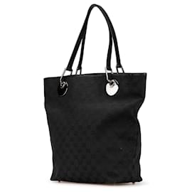 Gucci-Gucci Black GG Canvas Eclipse Tote-Black