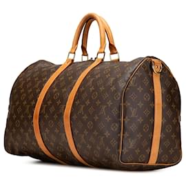 Louis Vuitton-Louis Vuitton Brown Monogram Keepall Bandouliere 50-Brown