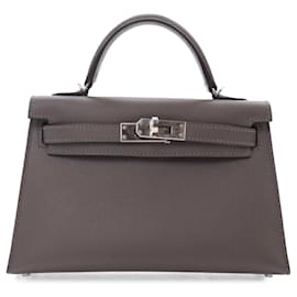 Hermès-Hermès Gris Mini Epsom Kelly II Sellier 20-Marron