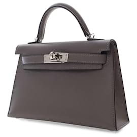 Hermès-Hermès Gris Mini Epsom Kelly II Sellier 20-Marron