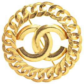 Chanel-Chanel Gold Gold Plated CC Chain Brooch-Golden