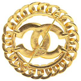 Chanel-Chanel Gold Gold Plated CC Chain Brooch-Golden