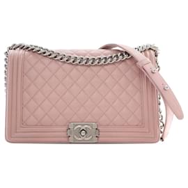 Chanel-Chanel Pink Medium Quilted Calfskin Boy Flap-Pink