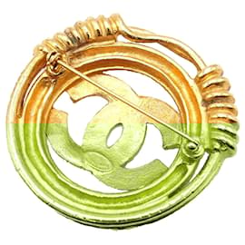 Chanel-Chanel Gold Gold Plated CC Brooch-Golden