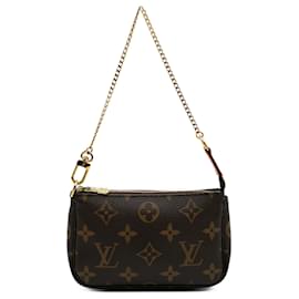 Louis Vuitton-Mini Pochette Acessórios Monograma Marrom Louis Vuitton-Marrom