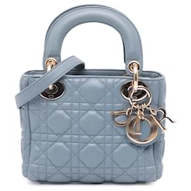 Dior-Dior Blue Mini Lambskin Cannage Lady Dior-Blue,Other
