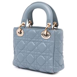 Dior-Dior Blue Mini Lambskin Cannage Lady Dior-Blue,Other