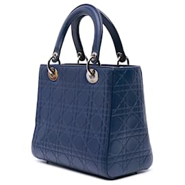 Dior-Dior Blue Medium Ultra Matte Calfskin Embossed Cannage Lady Dior-Blue,Dark blue