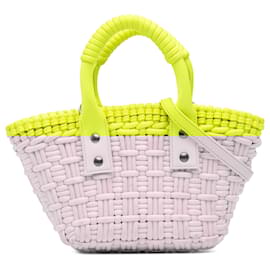 Balenciaga-Balenciaga Yellow XXS Faux Leather Bistro Basket Bag-Other,Yellow