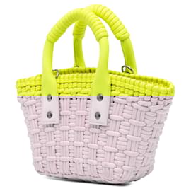 Balenciaga-Balenciaga Yellow XXS Faux Leather Bistro Basket Bag-Other,Yellow