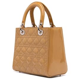 Dior-Dior Brown Medium Patent Cannage Lady Dior-Brown,Caramel