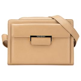 Yves Saint Laurent-Yves Saint Laurent Brown Leather Crossbody-Brown,Light brown