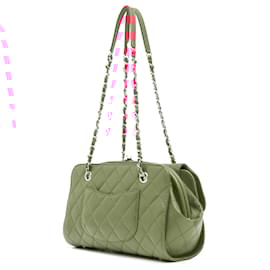 Chanel-Chanel Pink CC Quilted Lambskin Kisslock Frame Flap Tote-Pink,Other