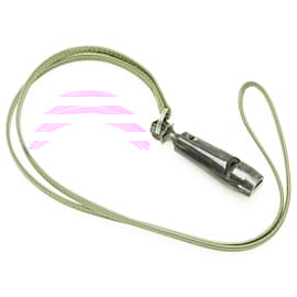 Hermès-Hermès Red Leather and Wood Whistle Pendant Necklace-Red,Other