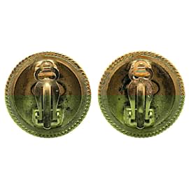 Chanel-Chanel Gold Gold Plated CC Round Clip On Earrings-Golden