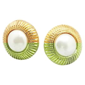 Chanel-Chanel Gold Plated Round Clip Earrings-Golden