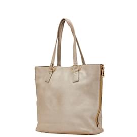 Prada-Prada Beige Greige Leather Tote Bag-Beige,Grey