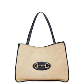 Gucci-Gucci Horsebit 1955 Tote Bag-Beige,Navy blue