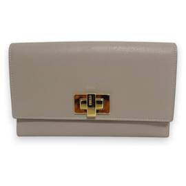Fendi-Fendi Peekaboo Leather Bi-fold Long Wallet-Beige