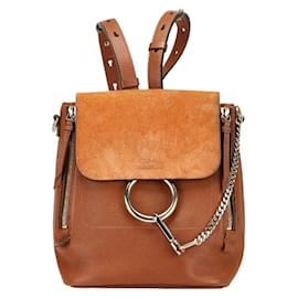 Chloé-Chloé Faye Backpack in Brown Leather and Suede-Brown