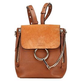 Mochila Chloé Faye em couro e camurça marrom Marrom