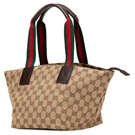 Gucci-Gucci GG Canvas Sherry Line Handbag Tote Bag-Multiple colors,Beige