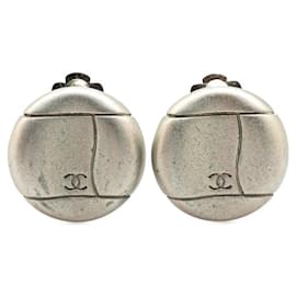 Chanel-Chanel Coco Mark Silver Clip Earrings-Silvery