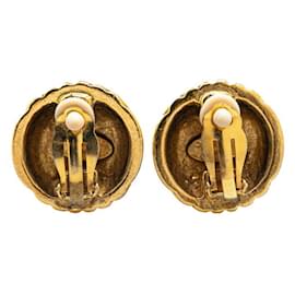 Chanel-Chanel Coco Mark Gold Plated Clip Earrings-Golden