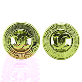 Chanel-Chanel Coco Mark Round Clip Earrings-Golden