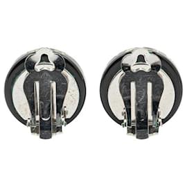 Chanel-Chanel Coco Mark Rhinestone Clip Earrings-Black