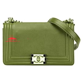 Chanel-Chanel Boy Chanel 25 Coco Mark Waffle Chain Shoulder Bag-Red
