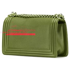 Chanel-Chanel Boy Chanel 25 Coco Mark Waffle Chain Shoulder Bag-Red