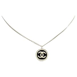 Chanel-Chanel Coco Mark Pendant Necklace-Silvery