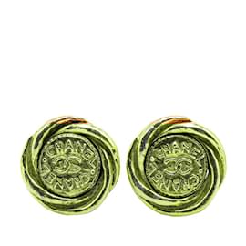 Chanel-Chanel Coco Mark Sealing Stamp Clip Earrings-Golden