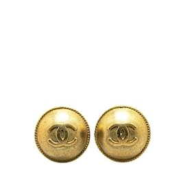 Chanel-Chanel Coco Mark Round Clip Earrings-Golden