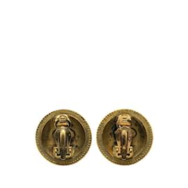 Chanel-Chanel Coco Mark Round Clip Earrings-Golden