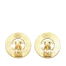 Chanel-Chanel Coco Mark Gold Plated Clip Earrings-Golden