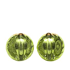 Chanel-Chanel Coco Mark Gold Plated Clip Earrings-Golden