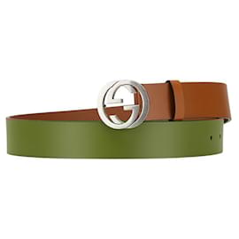 Gucci-Gucci Interlocking G Brown Leather Belt-Brown