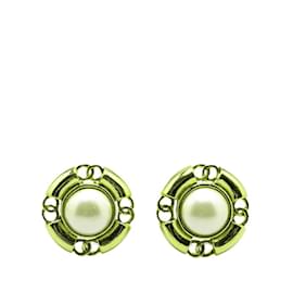 Chanel-Chanel Coco Mark Gold Plated Clip Earrings-Golden